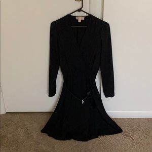 Michael Kors long sleeve black dress with belt